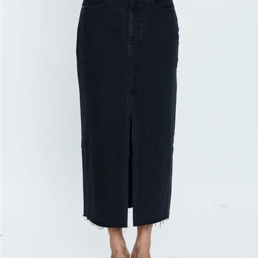 PISTOLA ALICE DENIM MIDI 100% COTTON SKIRT UNDERGROUND WASH BLACK 24 - Picture 2 of 10